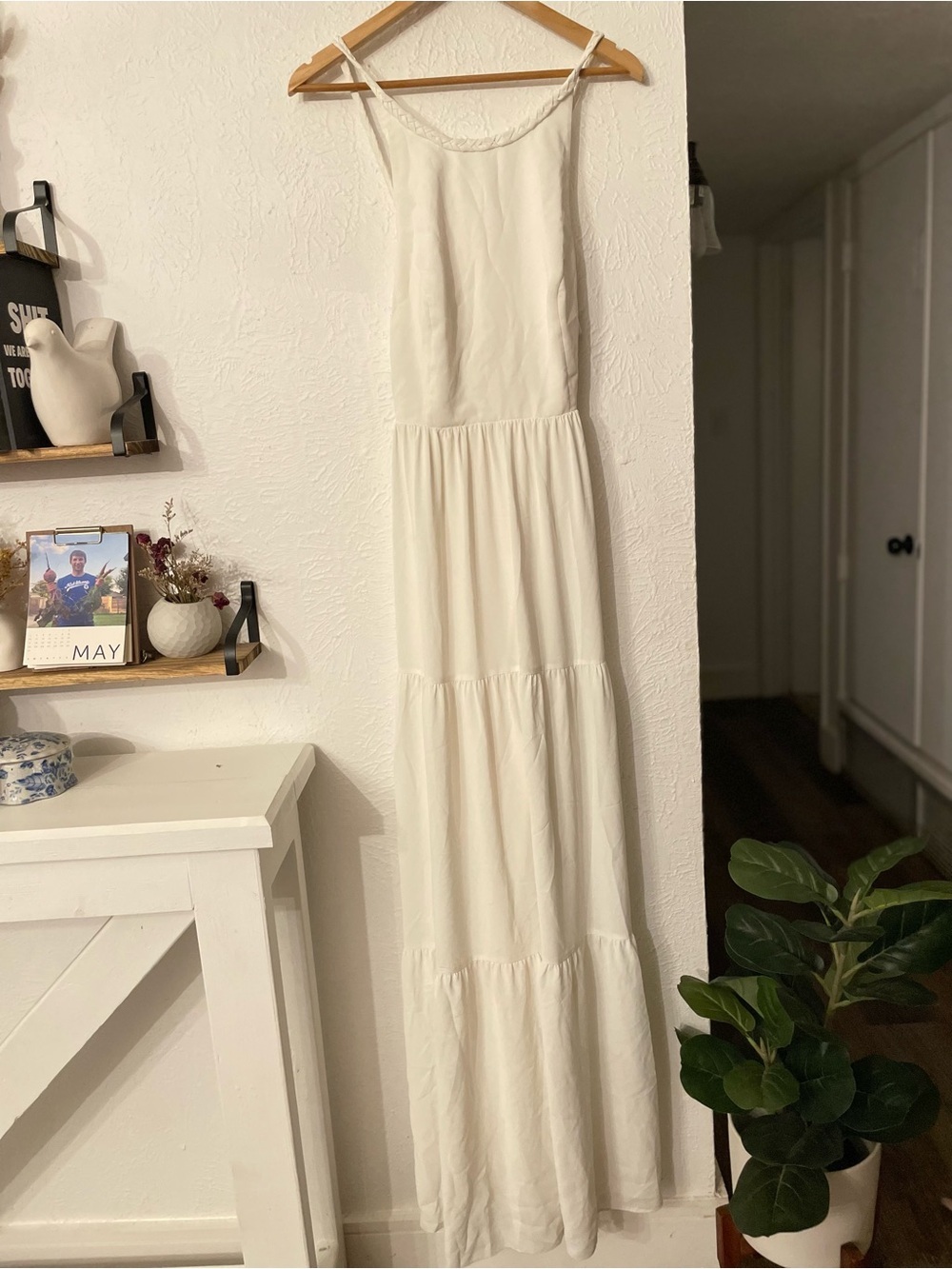 NWOT Dress the Population White Braided Strap Maxi Dress Small